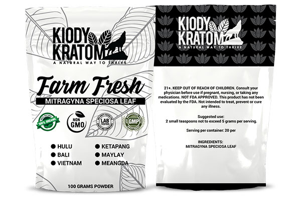 Kiody Kratom powder packages displayed side by side